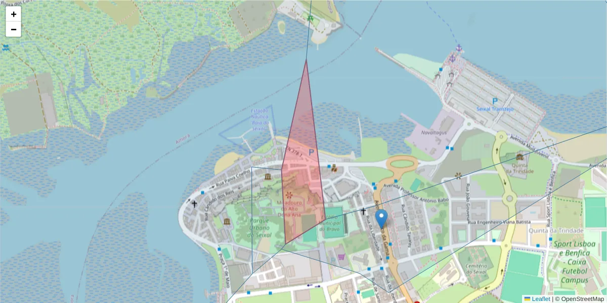 Mapa detalhado do código postal 2840-510 com limites, códigos postais vizinhos e agências dos correios
