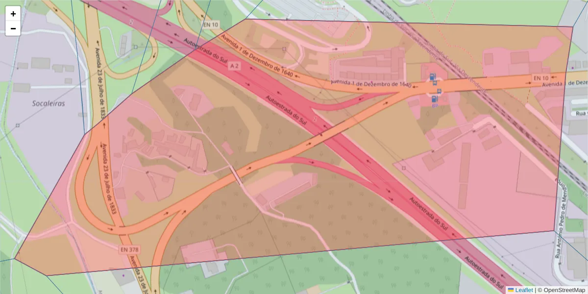 Mapa detalhado do código postal 2840-547 com limites, códigos postais vizinhos e agências dos correios