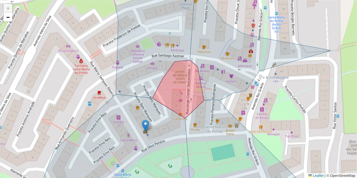 Mapa detalhado do código postal 2855-596 com limites, códigos postais vizinhos e agências dos correios