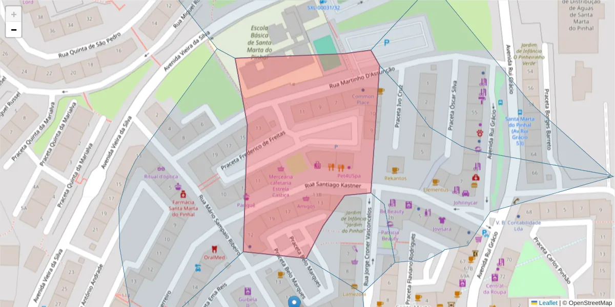 Mapa detalhado do código postal 2855-700 com limites, códigos postais vizinhos e agências dos correios
