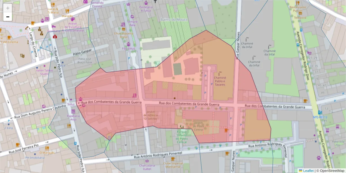 Mapa detalhado do código postal 2870-113 com limites, códigos postais vizinhos e agências dos correios