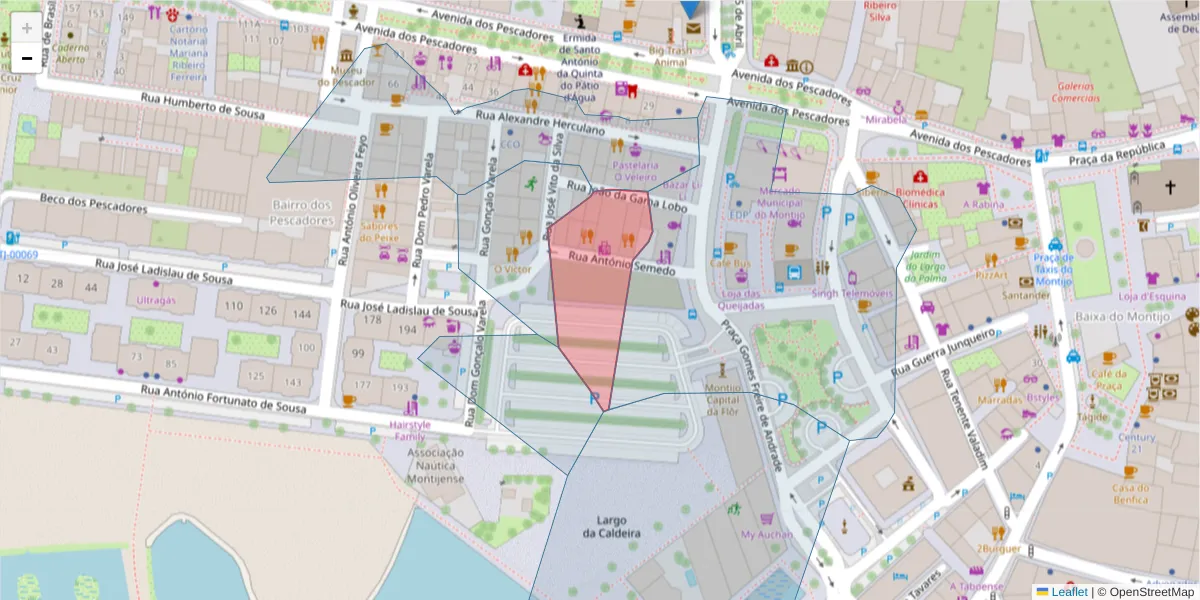 Mapa detalhado do código postal 2870-119 com limites, códigos postais vizinhos e agências dos correios