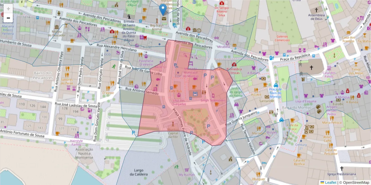Mapa detalhado do código postal 2870-237 com limites, códigos postais vizinhos e agências dos correios