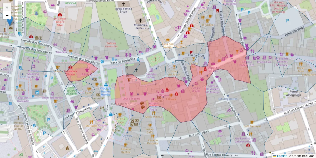 Mapa detalhado do código postal 2870-253 com limites, códigos postais vizinhos e agências dos correios