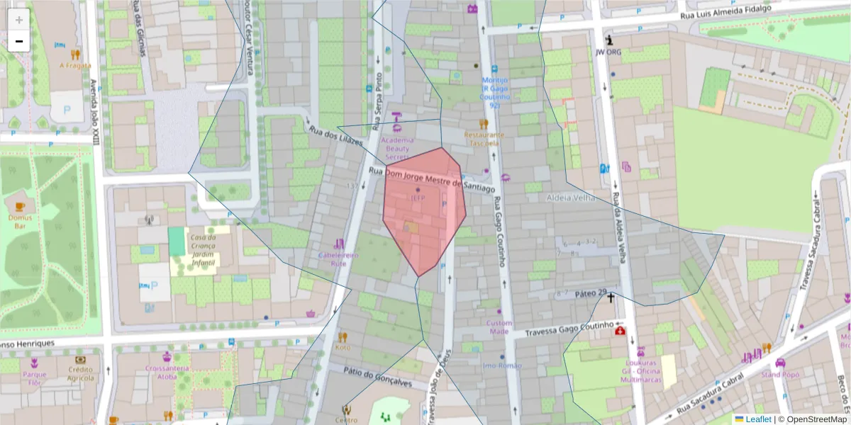 Mapa detalhado do código postal 2870-310 com limites, códigos postais vizinhos e agências dos correios