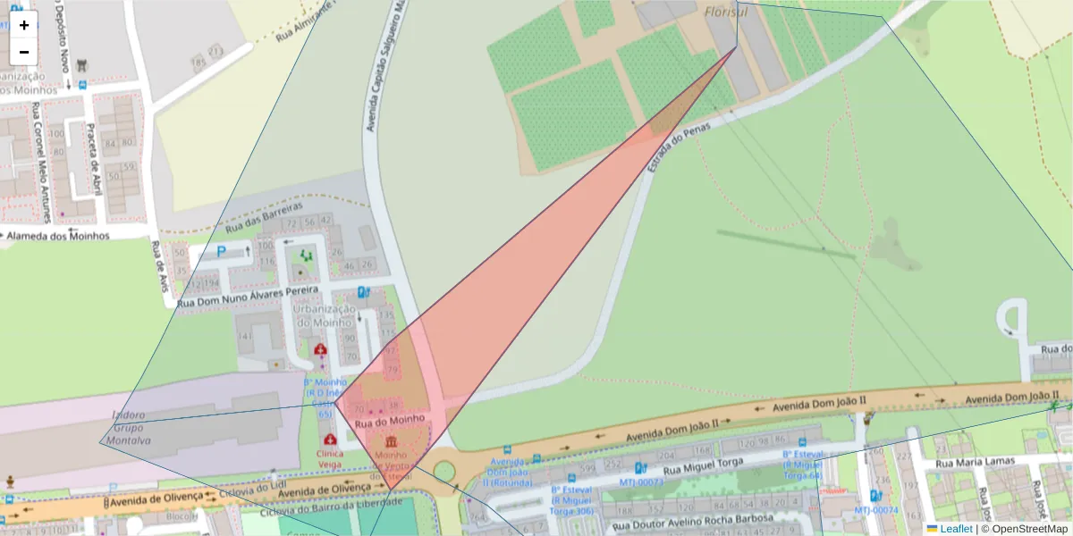 Mapa detalhado do código postal 2870-406 com limites, códigos postais vizinhos e agências dos correios