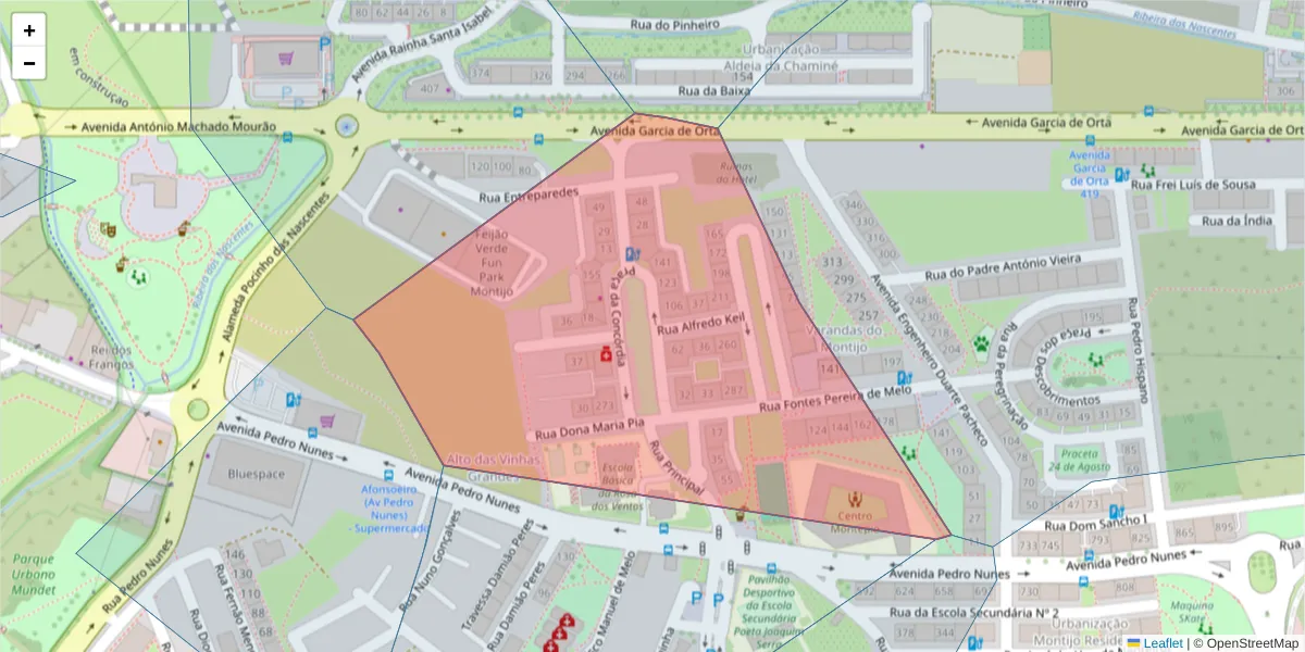 Mapa detalhado do código postal 2870-471 com limites, códigos postais vizinhos e agências dos correios