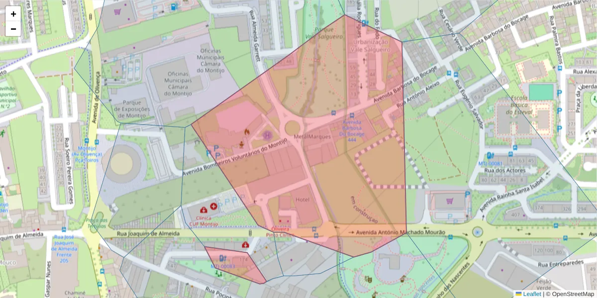 Mapa detalhado do código postal 2870-826 com limites, códigos postais vizinhos e agências dos correios