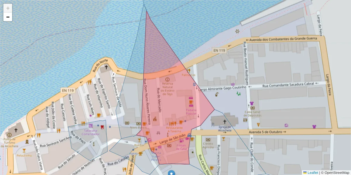 Mapa detalhado do código postal 2890-028 com limites, códigos postais vizinhos e agências dos correios