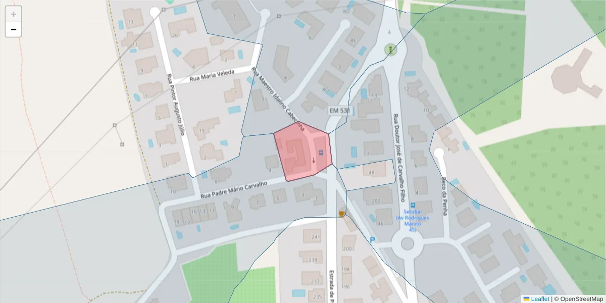 Mapa detalhado do código postal 2900-370 com limites, códigos postais vizinhos e agências dos correios
