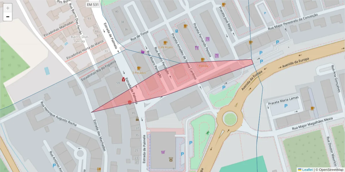 Mapa detalhado do código postal 2900-409 com limites, códigos postais vizinhos e agências dos correios