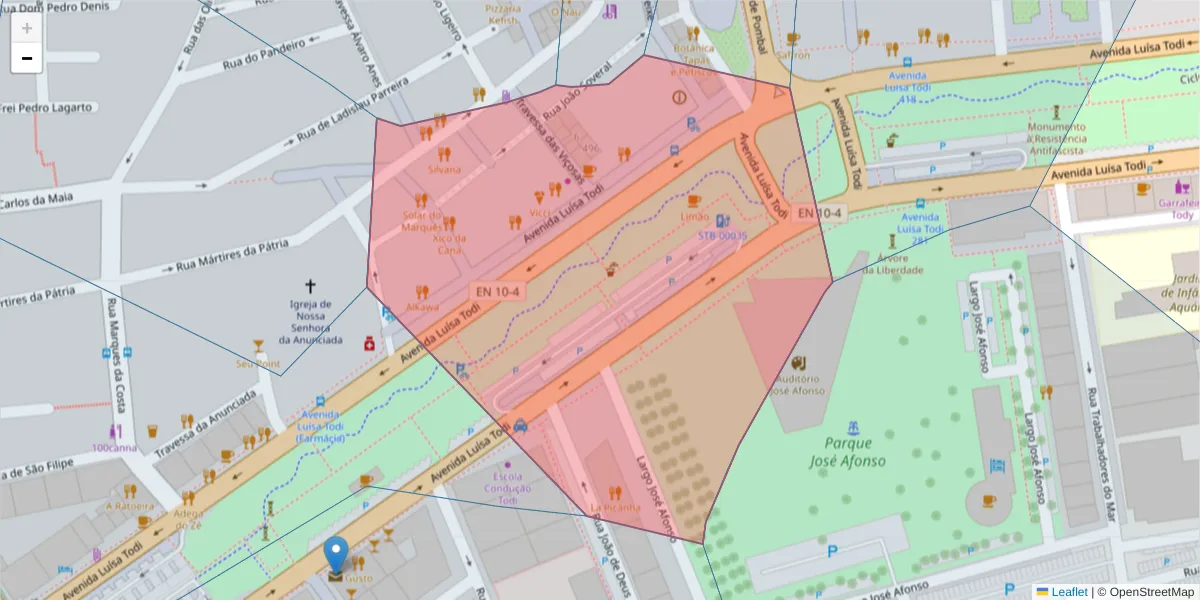 Mapa detalhado do código postal 2900-456 com limites, códigos postais vizinhos e agências dos correios