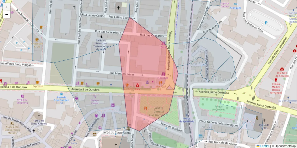 Mapa detalhado do código postal 2900-479 com limites, códigos postais vizinhos e agências dos correios