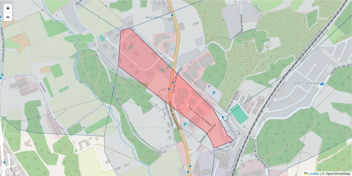 Mapa detalhado do código postal 2900-747 com limites, códigos postais vizinhos e agências dos correios