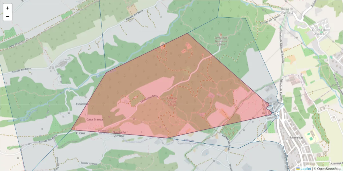 Mapa detalhado do código postal 2900-760 com limites, códigos postais vizinhos e agências dos correios