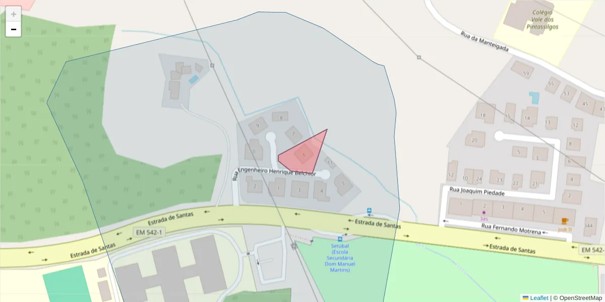 Mapa detalhado do código postal 2910-120 com limites, códigos postais vizinhos e agências dos correios