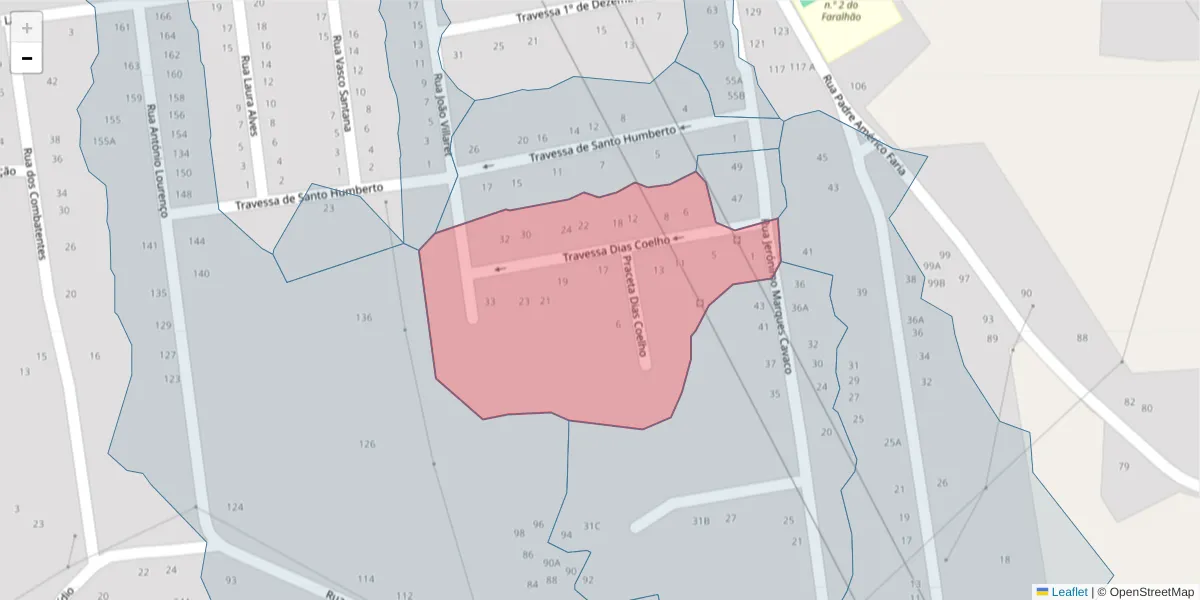 Mapa detalhado do código postal 2910-153 com limites, códigos postais vizinhos e agências dos correios