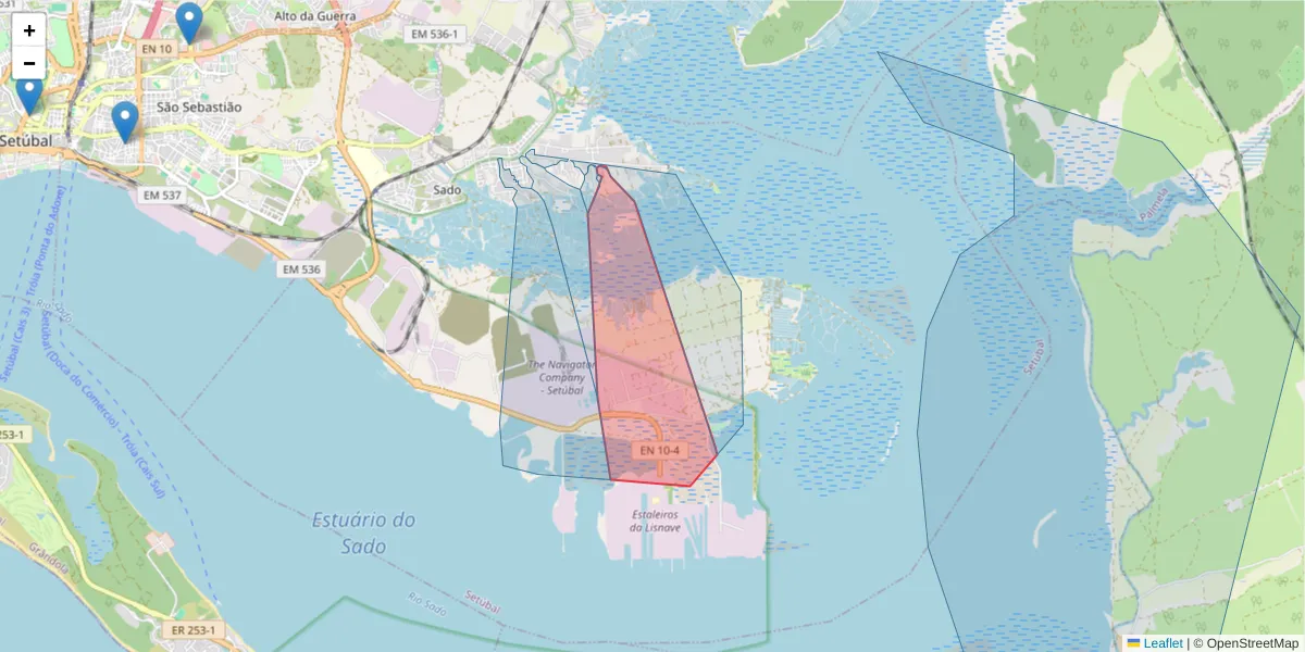 Mapa detalhado do código postal 2910-167 com limites, códigos postais vizinhos e agências dos correios