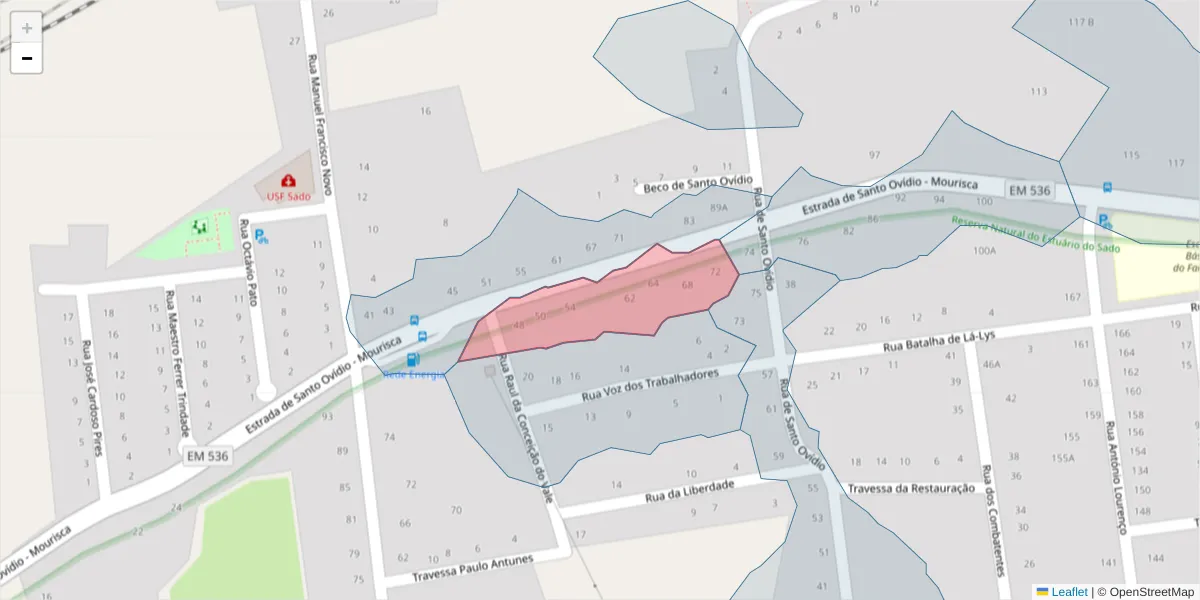Mapa detalhado do código postal 2910-181 com limites, códigos postais vizinhos e agências dos correios