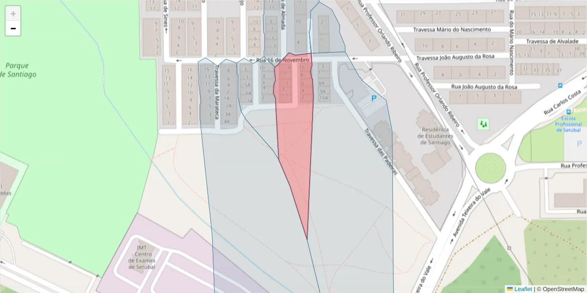 Mapa detalhado do código postal 2910-232 com limites, códigos postais vizinhos e agências dos correios