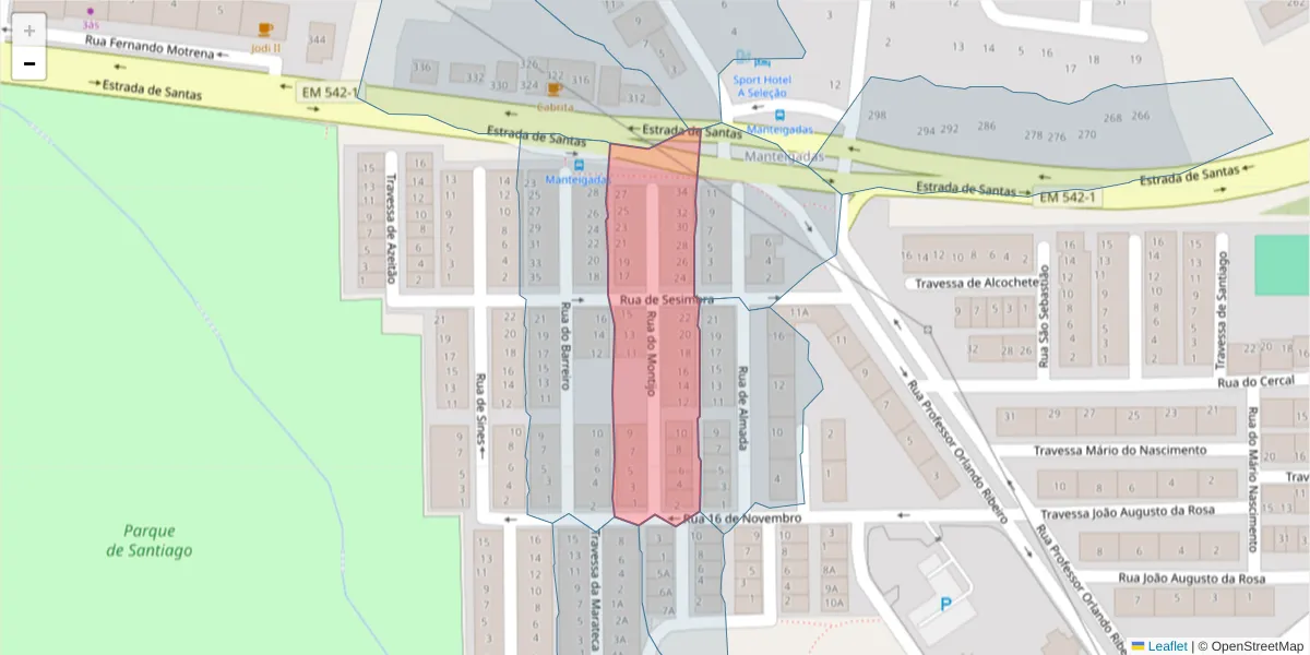 Mapa detalhado do código postal 2910-247 com limites, códigos postais vizinhos e agências dos correios