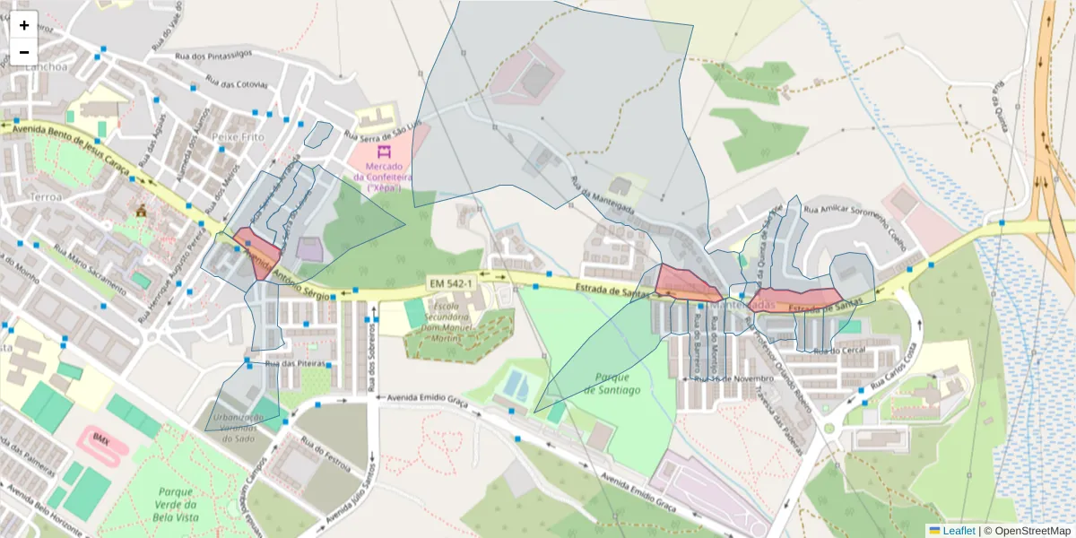Mapa detalhado do código postal 2910-257 com limites, códigos postais vizinhos e agências dos correios