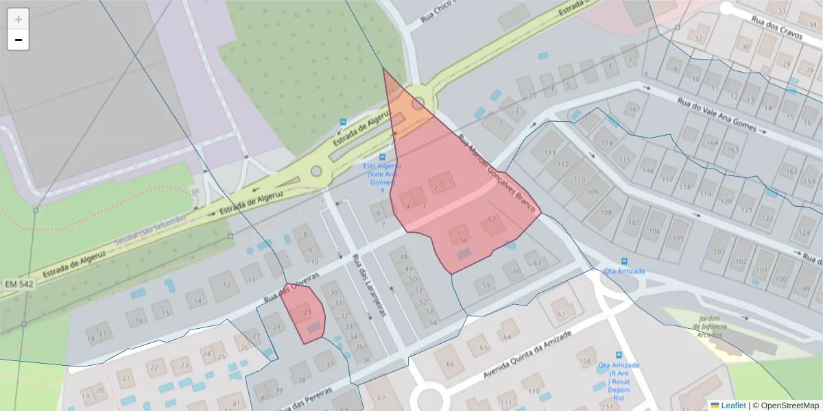 Mapa detalhado do código postal 2910-262 com limites, códigos postais vizinhos e agências dos correios