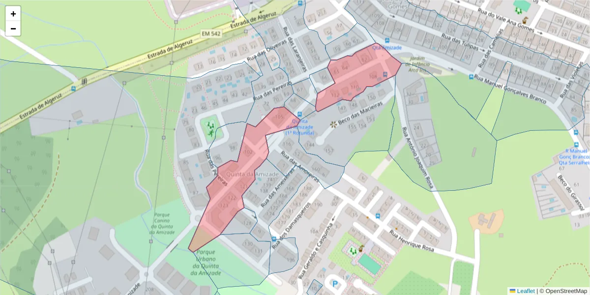 Mapa detalhado do código postal 2910-265 com limites, códigos postais vizinhos e agências dos correios