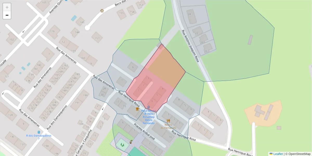 Mapa detalhado do código postal 2910-291 com limites, códigos postais vizinhos e agências dos correios