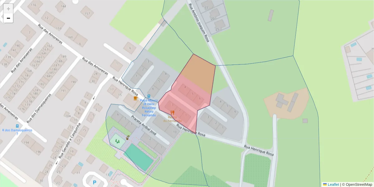 Mapa detalhado do código postal 2910-294 com limites, códigos postais vizinhos e agências dos correios