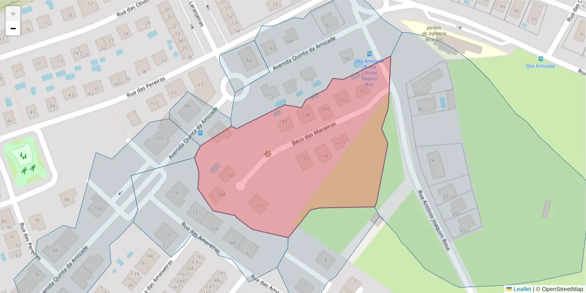 Mapa detalhado do código postal 2910-300 com limites, códigos postais vizinhos e agências dos correios