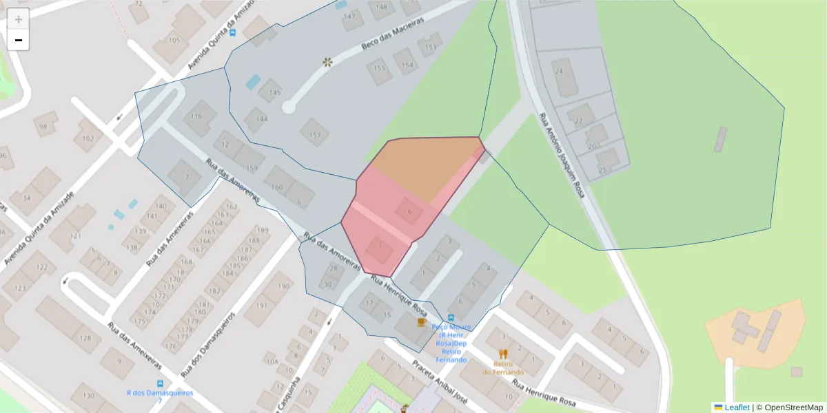 Mapa detalhado do código postal 2910-303 com limites, códigos postais vizinhos e agências dos correios