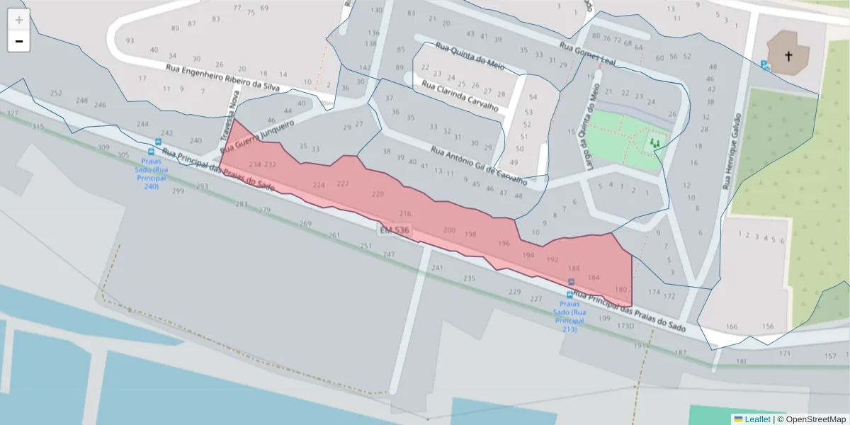 Mapa detalhado do código postal 2910-343 com limites, códigos postais vizinhos e agências dos correios