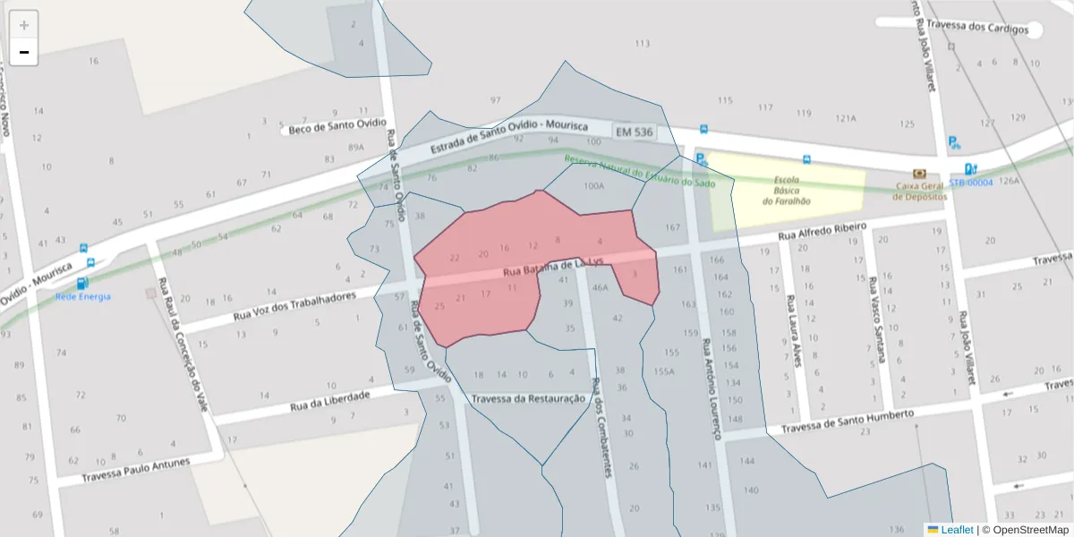 Mapa detalhado do código postal 2910-356 com limites, códigos postais vizinhos e agências dos correios