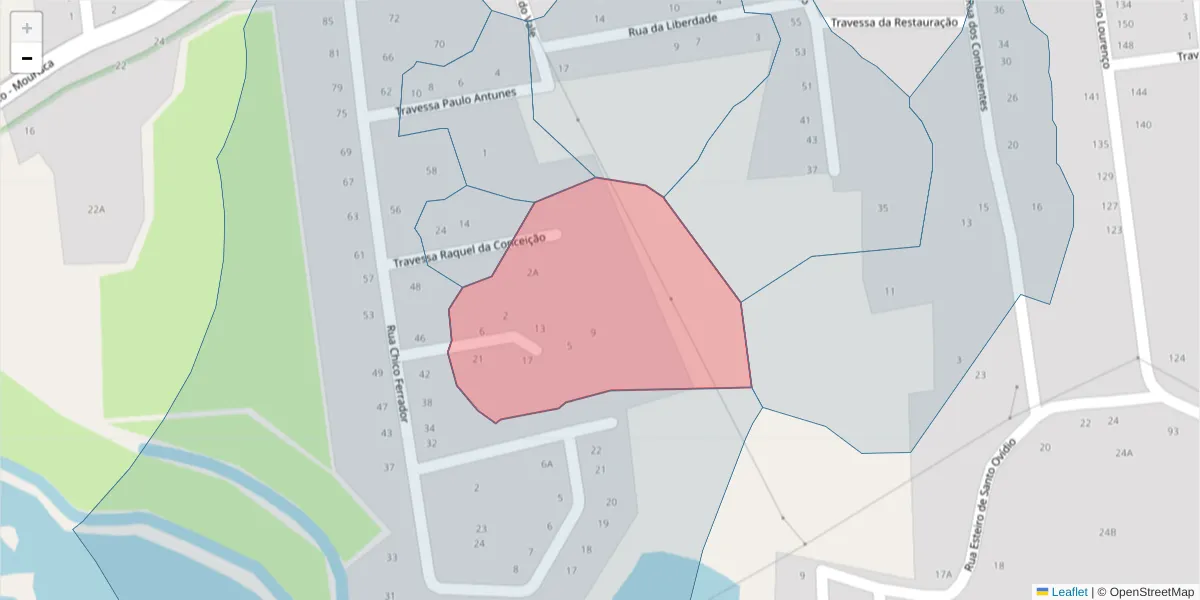 Mapa detalhado do código postal 2910-359 com limites, códigos postais vizinhos e agências dos correios