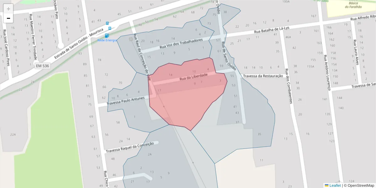 Mapa detalhado do código postal 2910-362 com limites, códigos postais vizinhos e agências dos correios