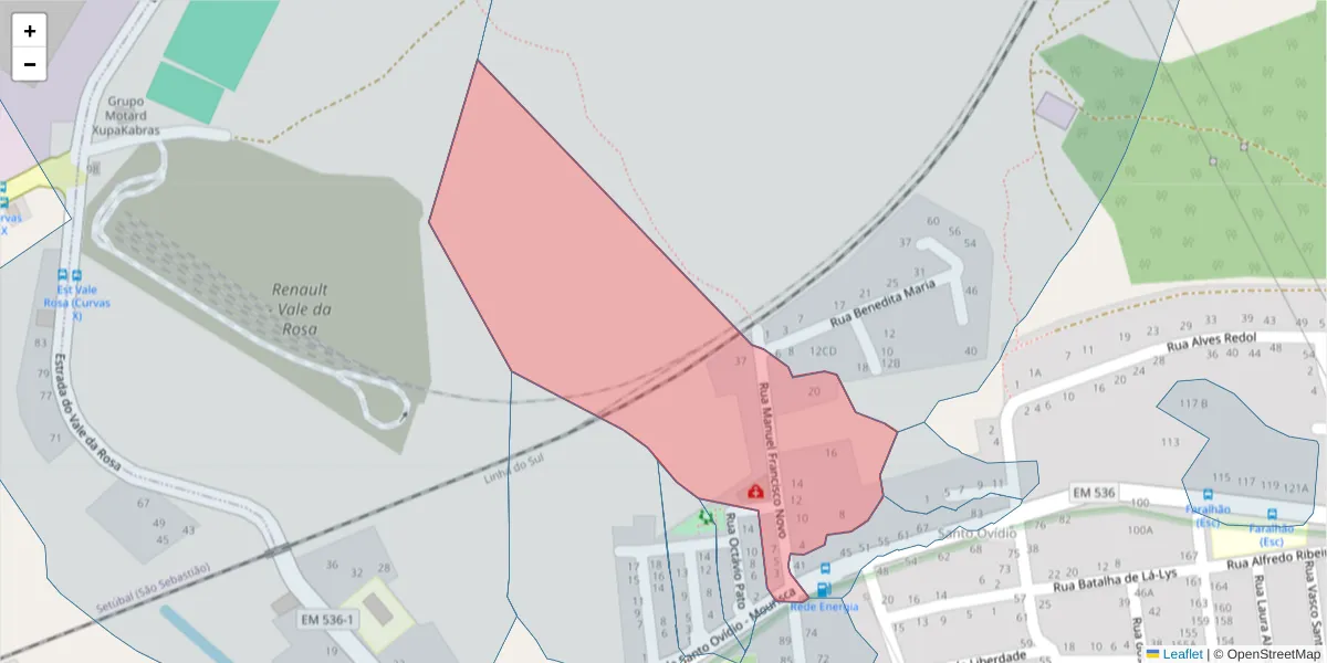 Mapa detalhado do código postal 2910-363 com limites, códigos postais vizinhos e agências dos correios