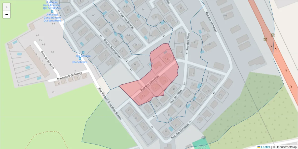 Mapa detalhado do código postal 2910-384 com limites, códigos postais vizinhos e agências dos correios