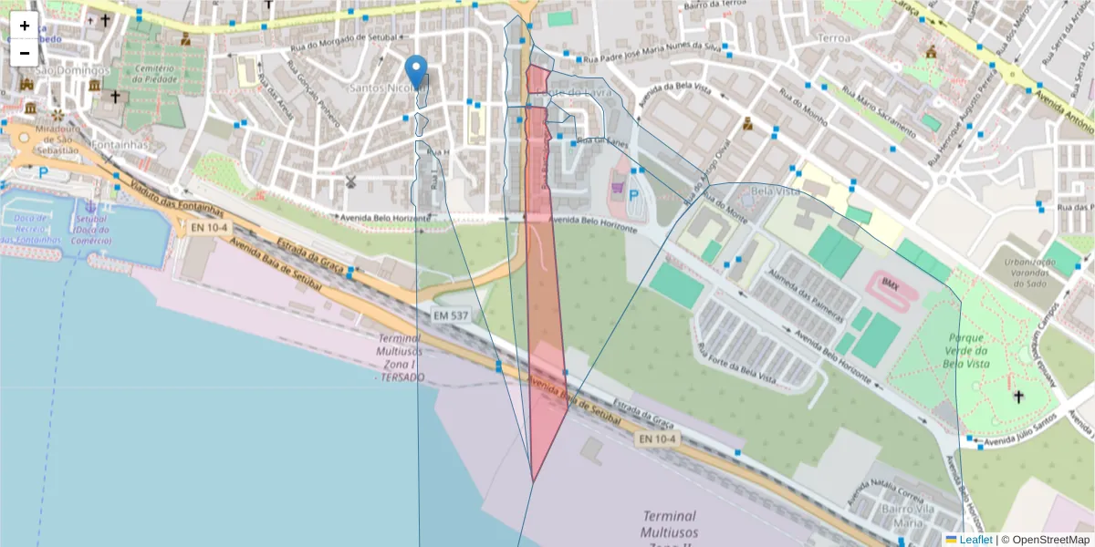Mapa detalhado do código postal 2910-420 com limites, códigos postais vizinhos e agências dos correios