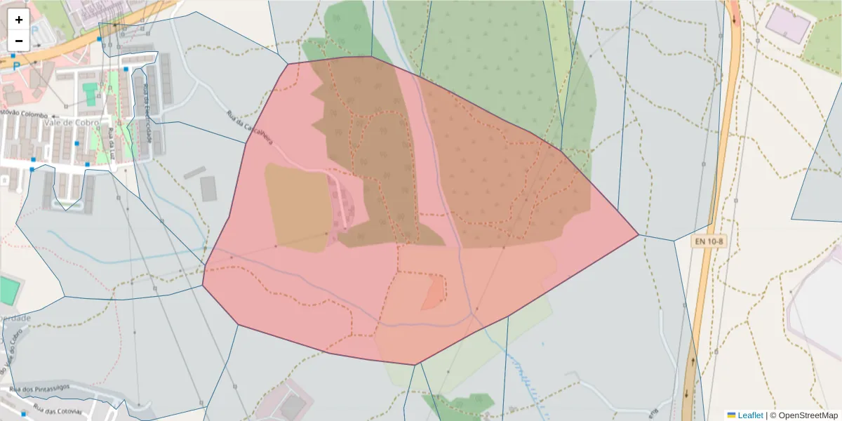 Mapa detalhado do código postal 2910-454 com limites, códigos postais vizinhos e agências dos correios