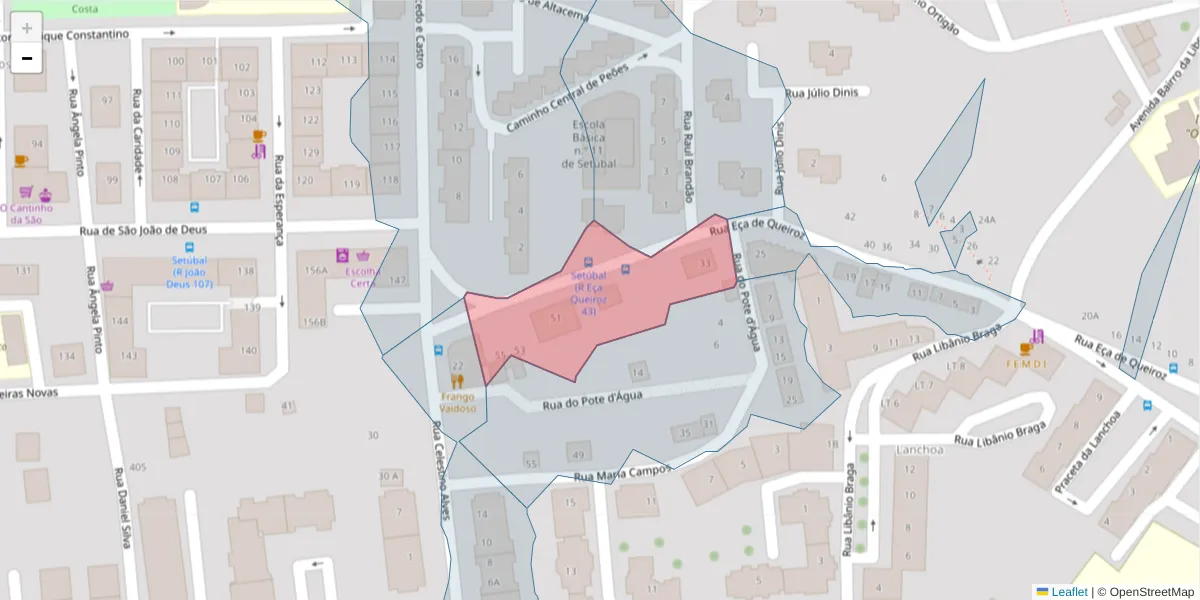 Mapa detalhado do código postal 2910-479 com limites, códigos postais vizinhos e agências dos correios