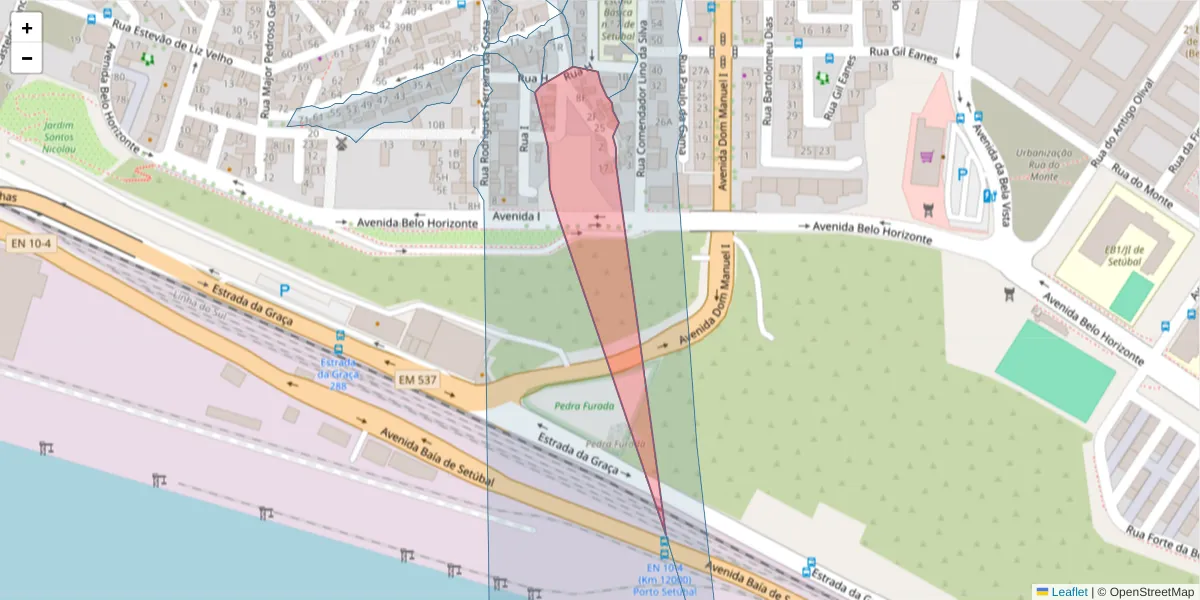 Mapa detalhado do código postal 2910-496 com limites, códigos postais vizinhos e agências dos correios
