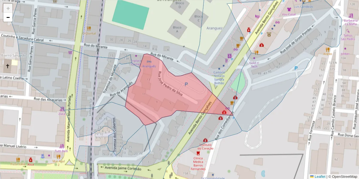 Mapa detalhado do código postal 2910-575 com limites, códigos postais vizinhos e agências dos correios
