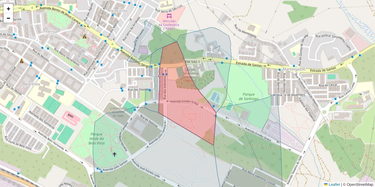 Mapa detalhado do código postal 2910-674 com limites, códigos postais vizinhos e agências dos correios