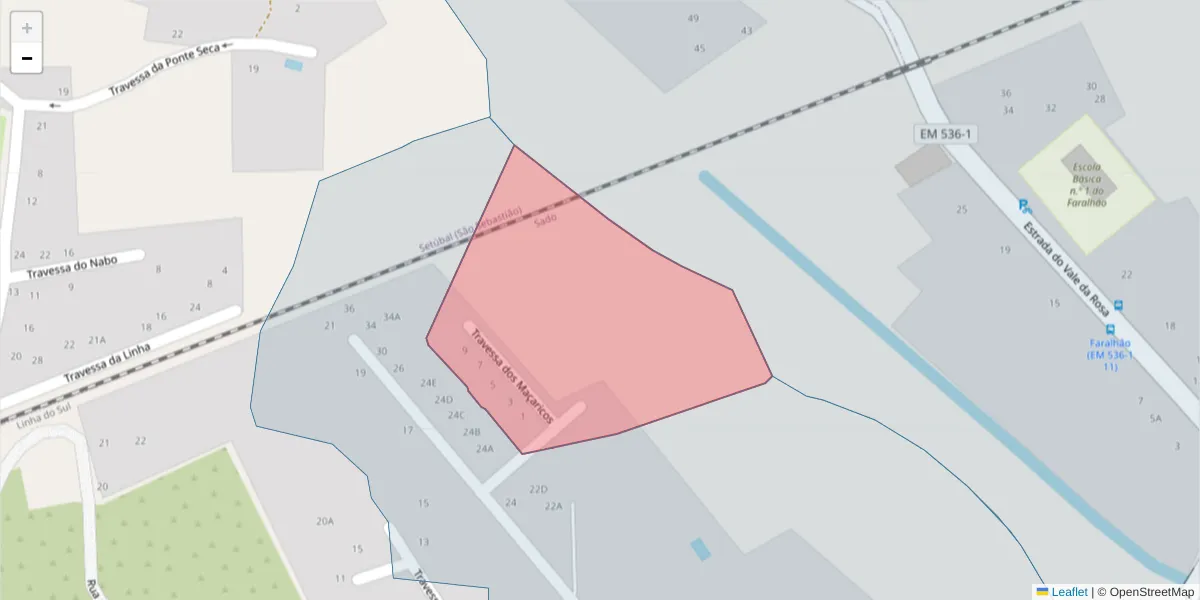 Mapa detalhado do código postal 2910-804 com limites, códigos postais vizinhos e agências dos correios