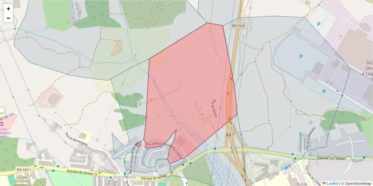 Mapa detalhado do código postal 2910-812 com limites, códigos postais vizinhos e agências dos correios