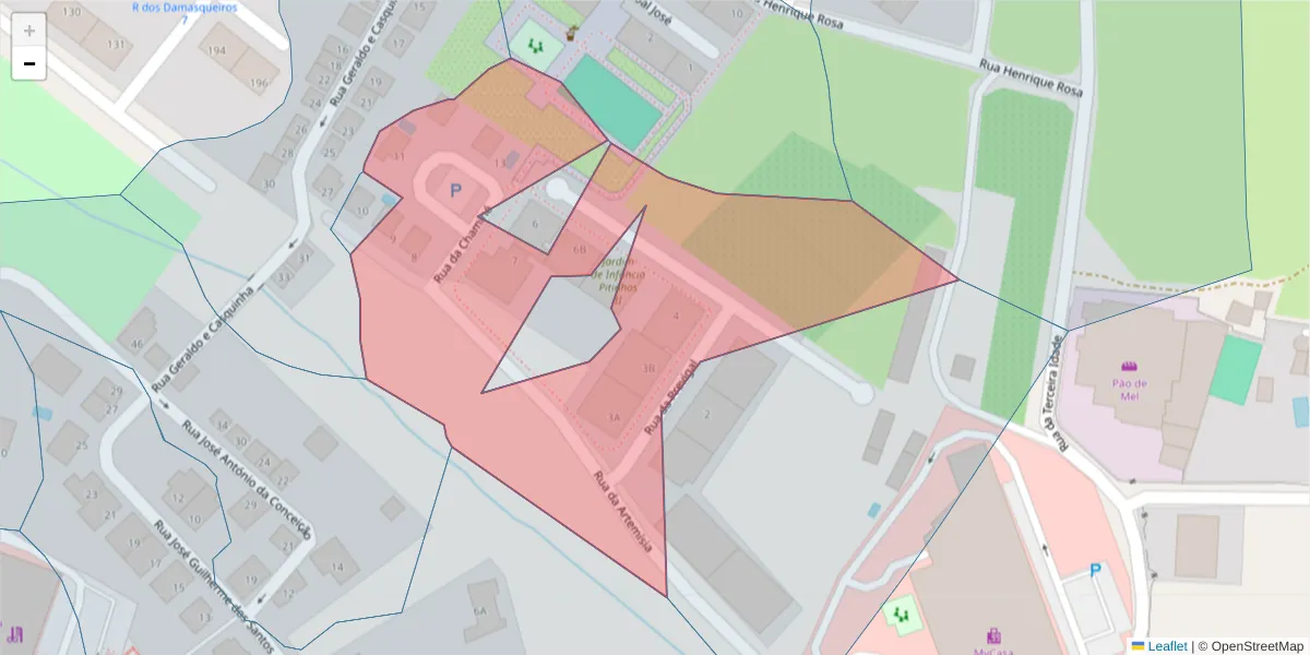 Mapa detalhado do código postal 2910-828 com limites, códigos postais vizinhos e agências dos correios