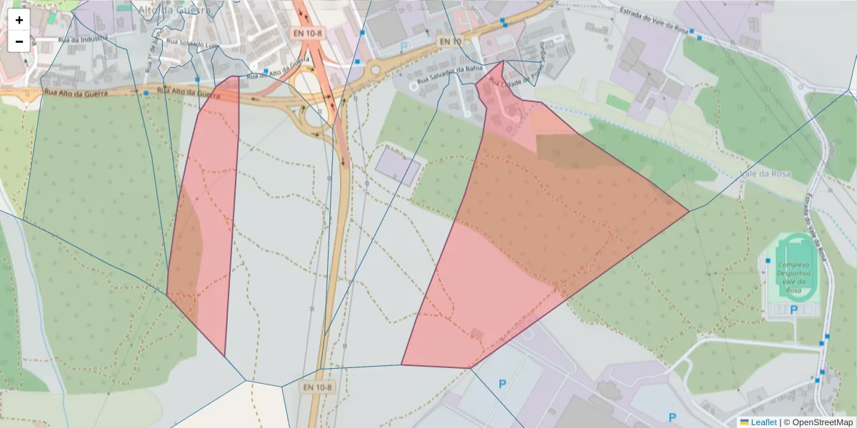 Mapa detalhado do código postal 2910-832 com limites, códigos postais vizinhos e agências dos correios