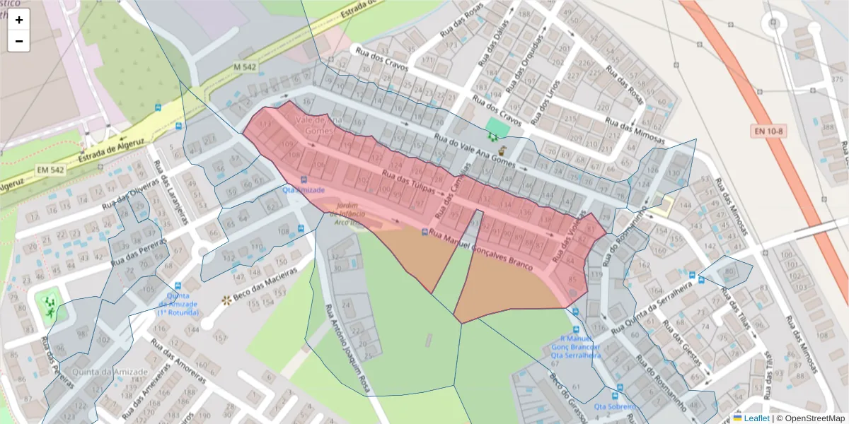 Mapa detalhado do código postal 2910-870 com limites, códigos postais vizinhos e agências dos correios