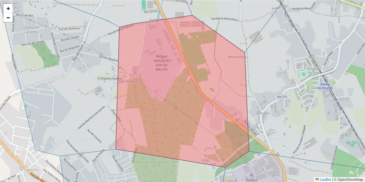Mapa detalhado do código postal 2950-403 com limites, códigos postais vizinhos e agências dos correios